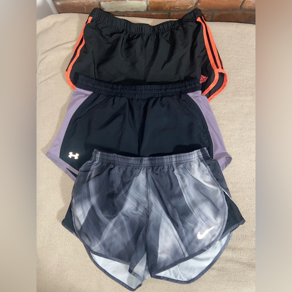 Lot of 3!!Adidas/UA/Nike Women’s Small Running shorts